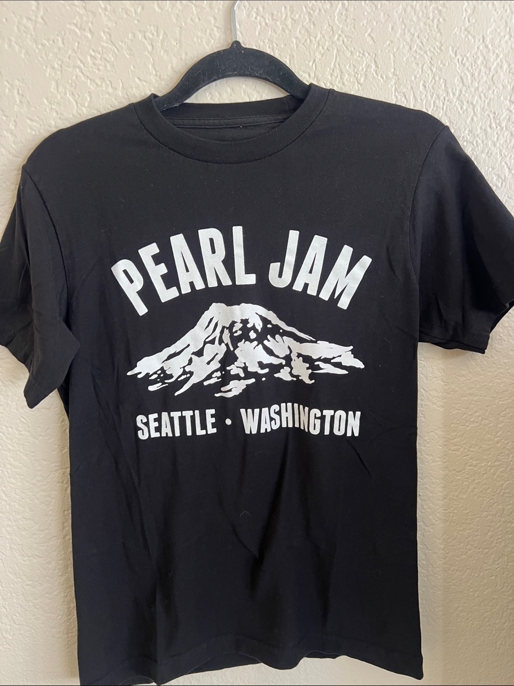 Pearl Jam Black Graphic Tee with White Seattle Mountain Print
